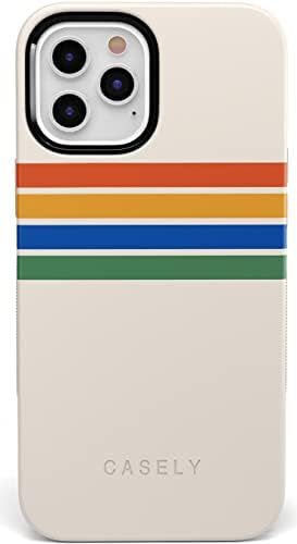 Casely iPhone 12/12 מארז טלפון Pro | פסי קשת מארז חסימת צבע 360 מעלות לטלפון שלך | גזרות מדויקות, הגנה